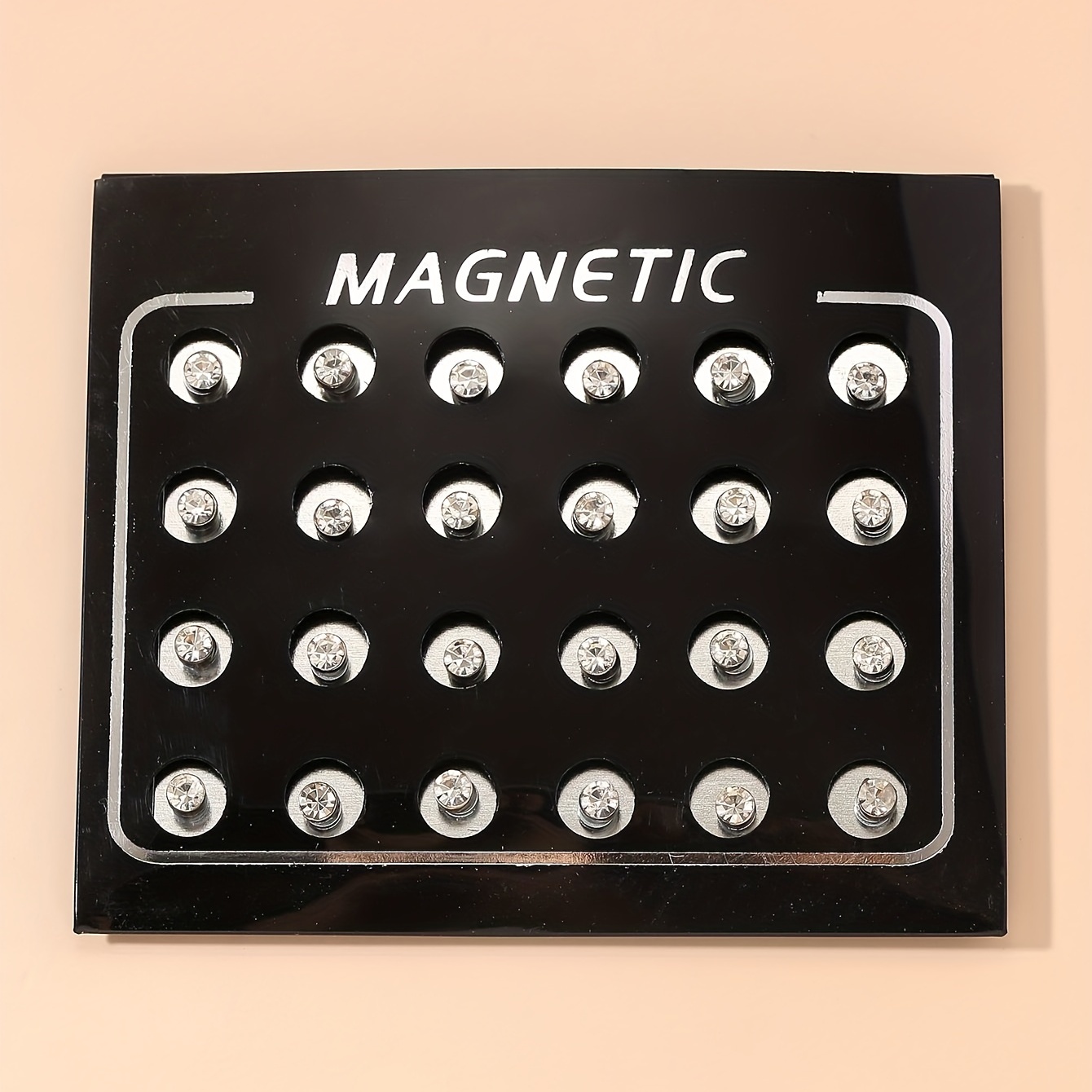 24pcs Multicolor Magnetic Rhinestone Stud Earrings For Men