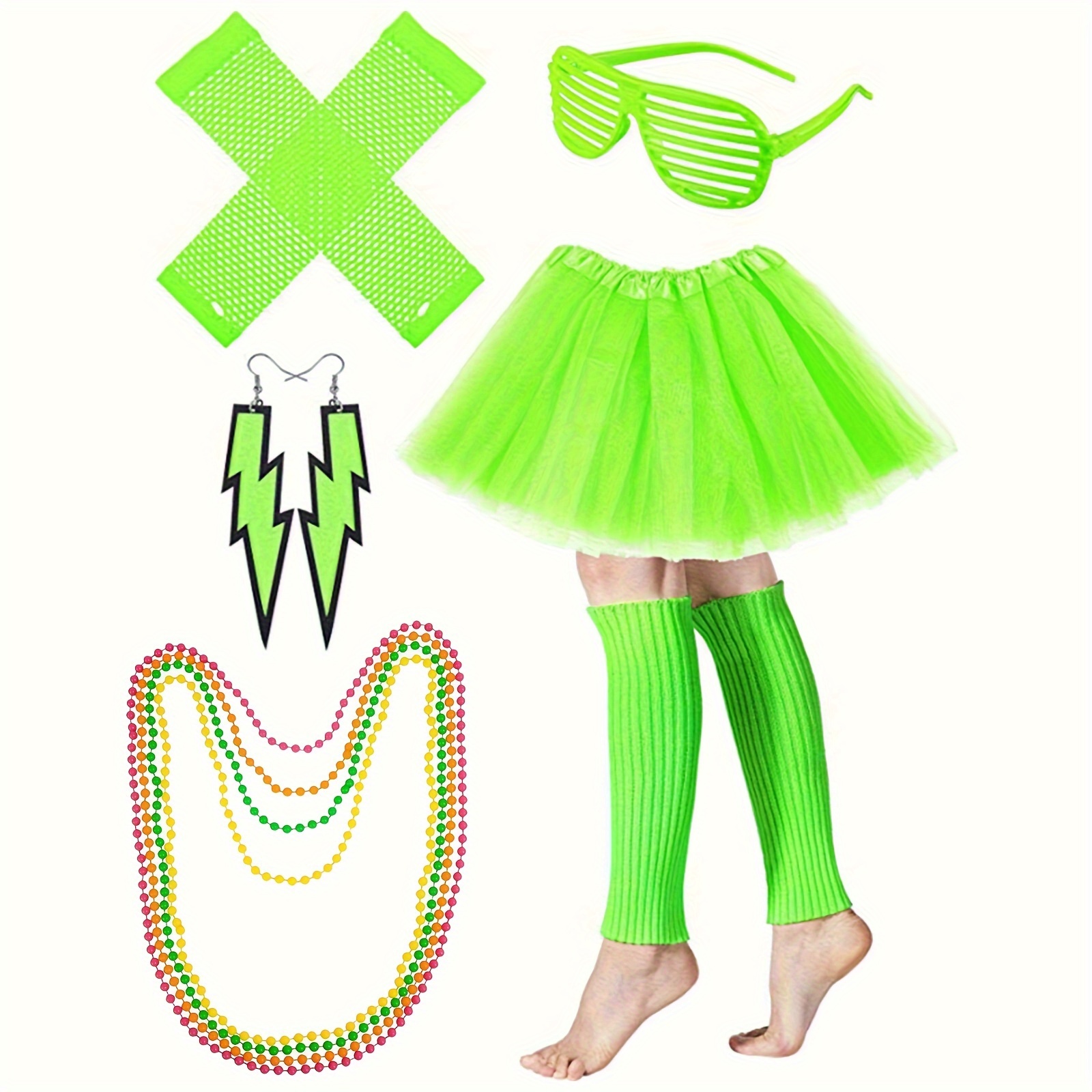 Women's 80's Rock Neon Zebra Green Dance Costume - Temu Canada