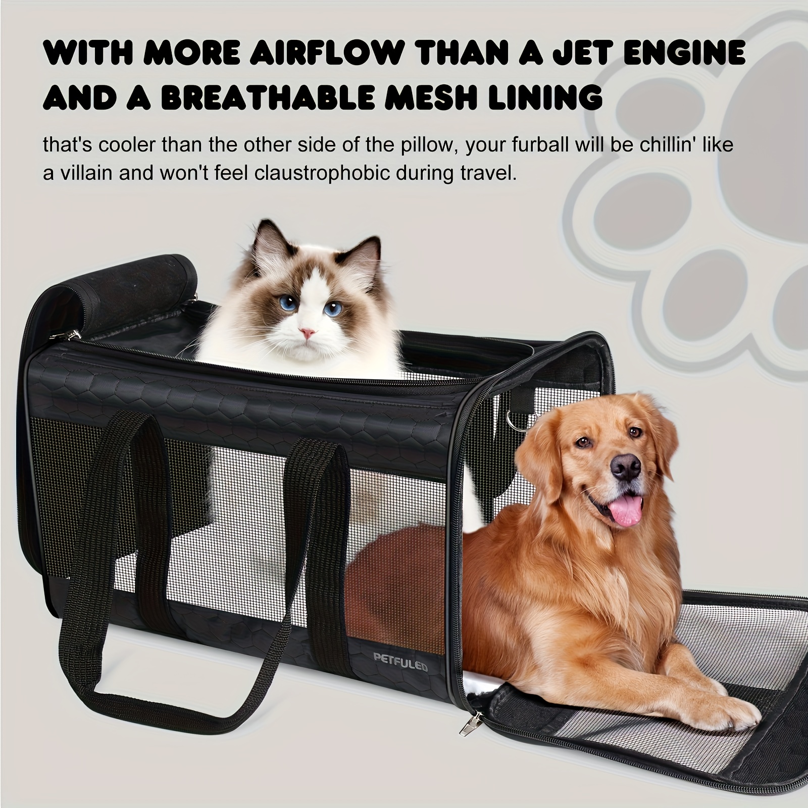 Dog Carrier Cat Carriers Airline Approved Pet Carrier for Small Medium Dogs  Cats Under 15Lbs Puppies Collapsible Soft Sided TSA Travel Puppy Carrier