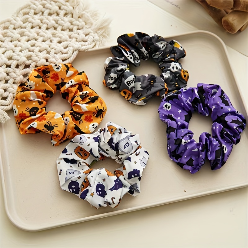 1pc Halloween Scrunchies Cartoon Pumpkin Ghost Face - Temu Japan