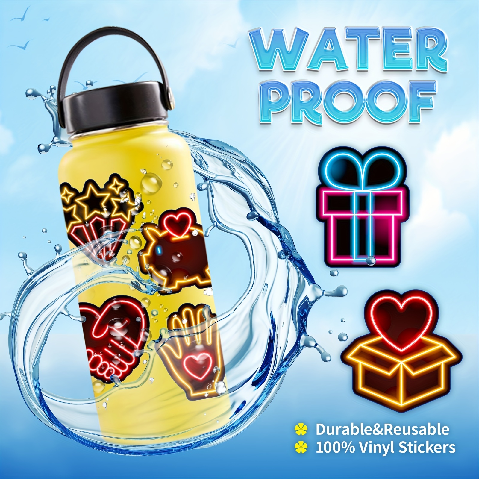 Neon Graffiti Sticker Pack - Waterproof Fun Stickers