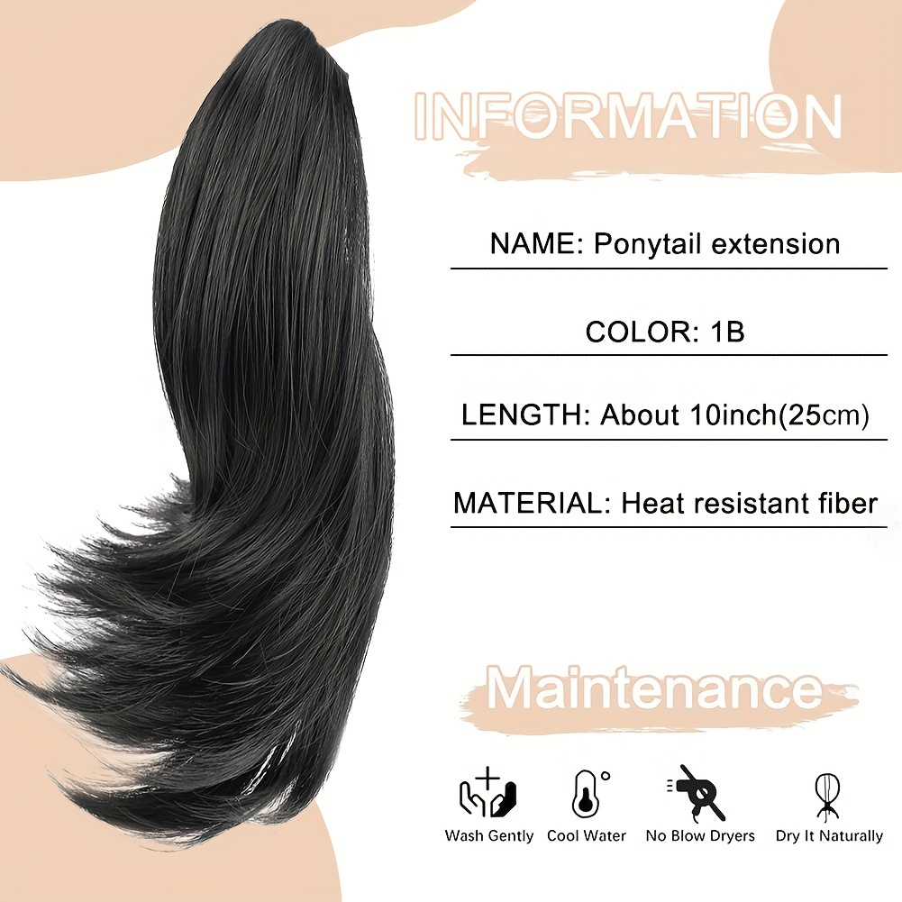 short claw clip ponytail extension curly hairpiece hair piece wavy high ponytails synthetic heat friendly fiber for women girls details 4