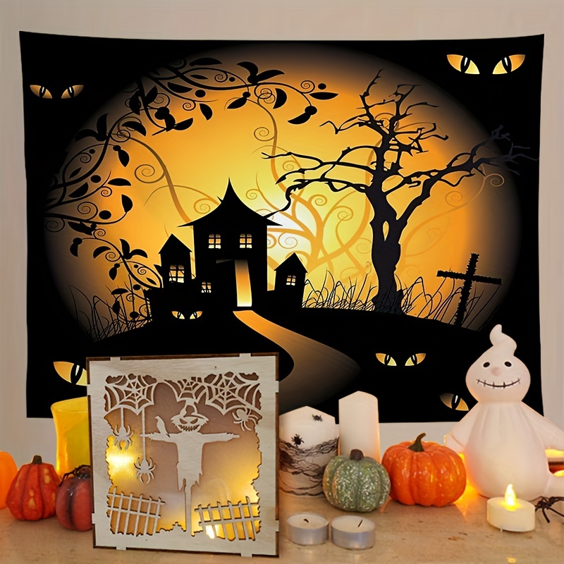 Tapiz De Pared Con Diseño De Telaraña - Arte Abstracto Negro, 102x153 Cm | Para Decoración De Halloween, Salón O Dormitorio