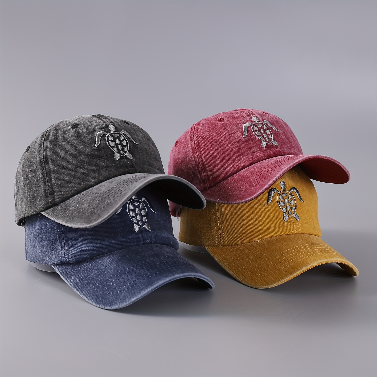 

Soft Top Denim Baseball Cap Men's Vintage Washed 1 Will Fly Turtle Cool Curved Brim Peaked Cap, Ideal Choice For Gifts