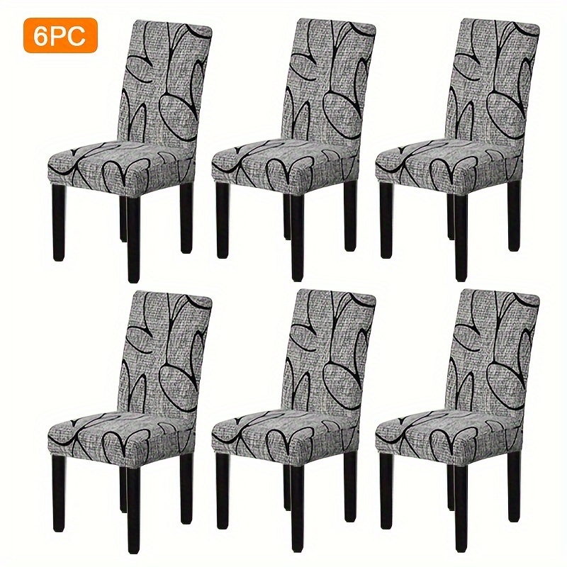 2/4/6pcs Printed Stretch Dining Chair Cover Home Detachable Washable Polyester Chair Protective Cover Universal Decorative Stool Cushion Cover