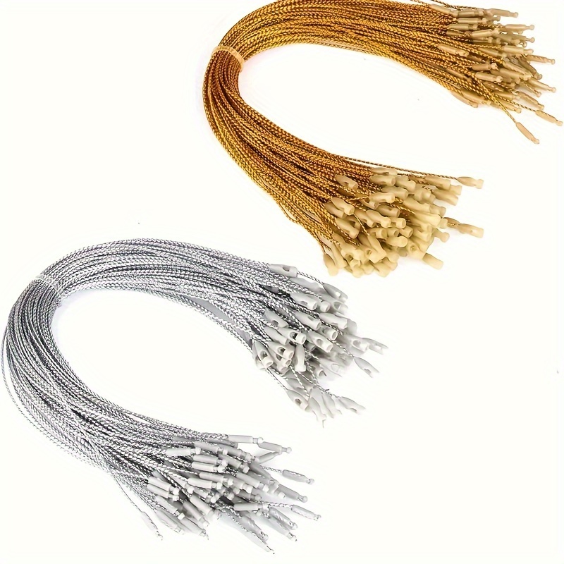 200pcs Christmas Ornaments String Hanger Gold Precut Ribbon Hook for  Christmas Tree Ornament Decorations with Snap Fastener