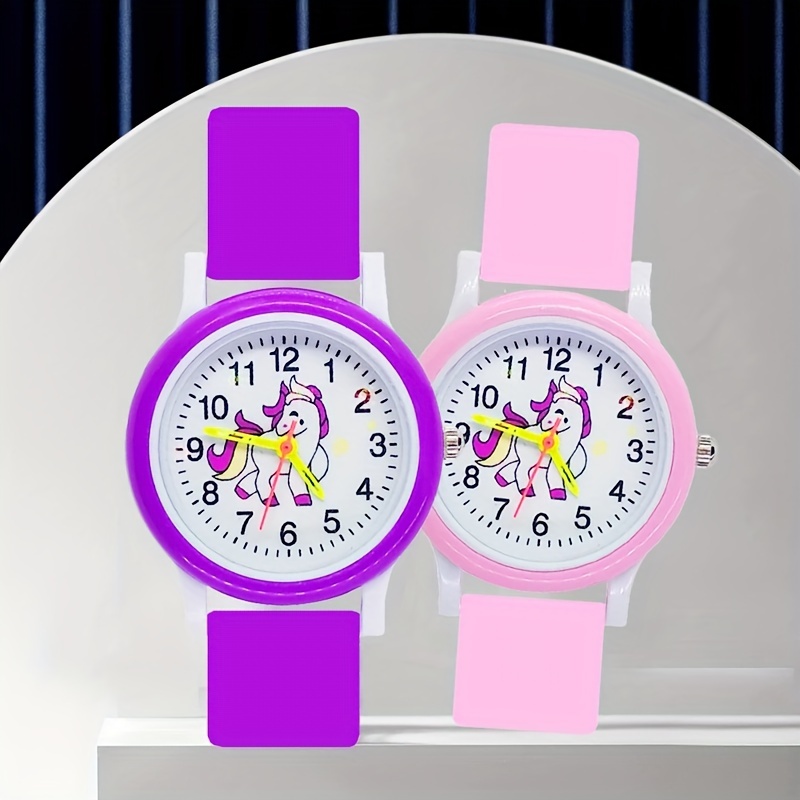 Relojes para niños Dibujos animados en 3D Relojes de silicona impermeables  para niños Reloj de dibujos animados con patrón de niña gatita para niñas  de 3 a 8 años Azul