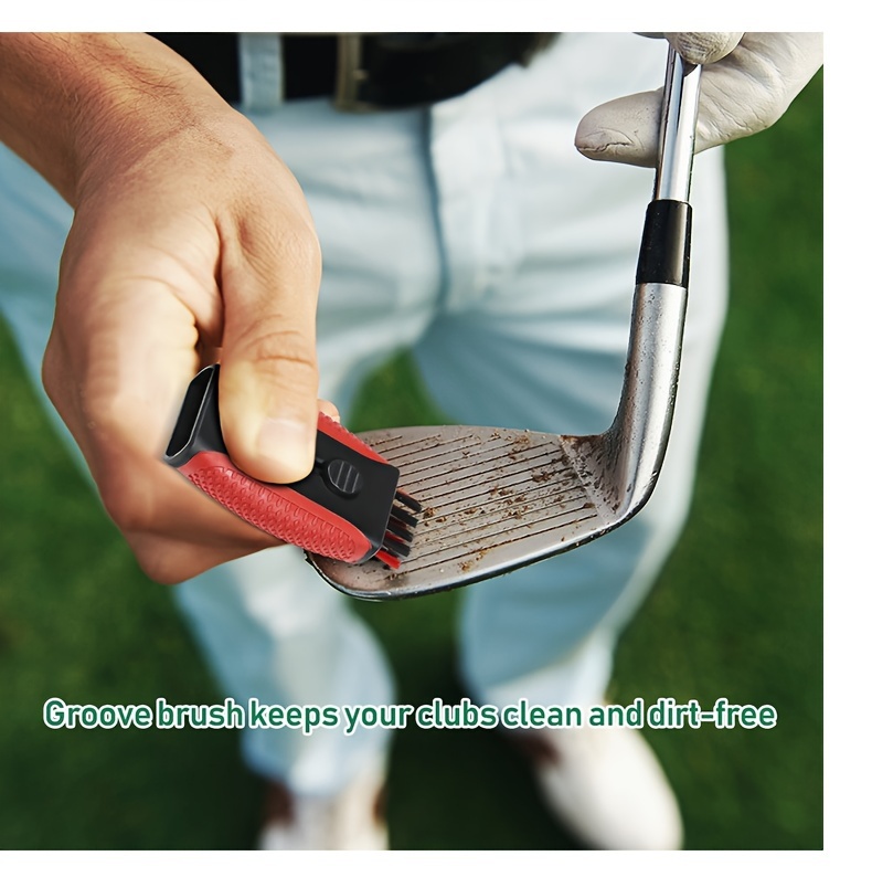 retractable pocket golf club cleaning brush tool wire brush club   double side cleaner golf accessories details 6