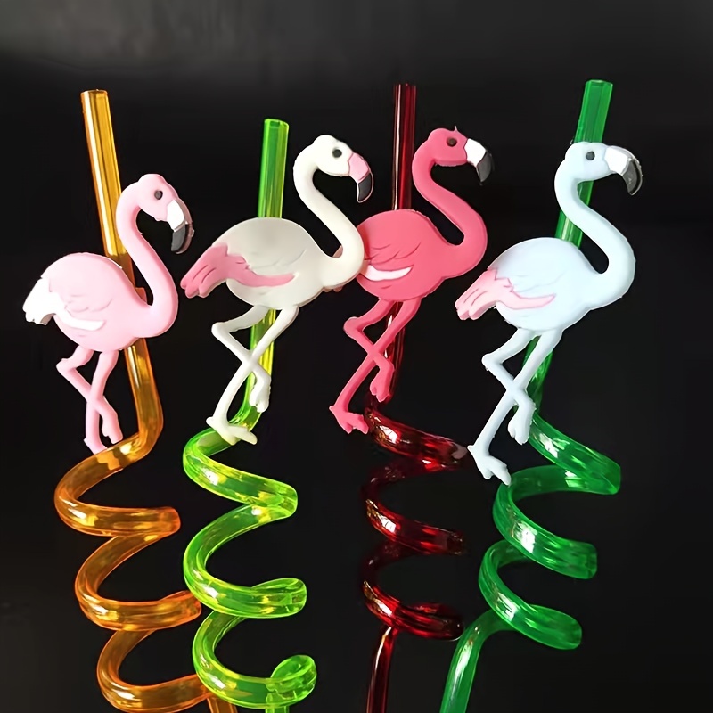 Kitchen Drinking Straw 4Pcs Creative Flamingo Straw Drink Straws