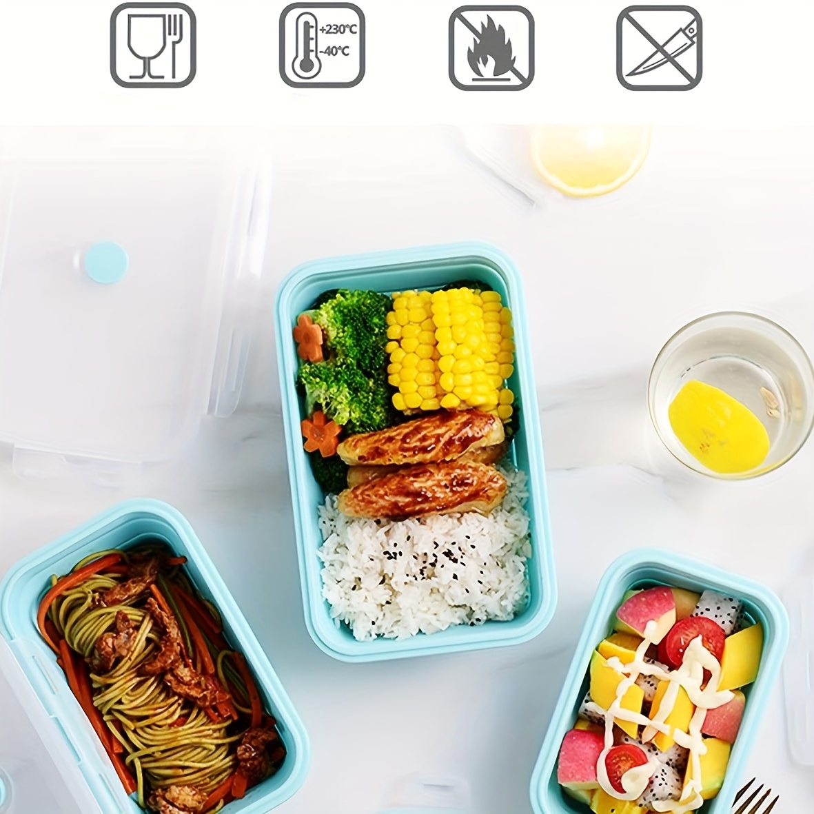 Collapsible Lunch Box Foldable Silicone Bento Box With Fork - Temu