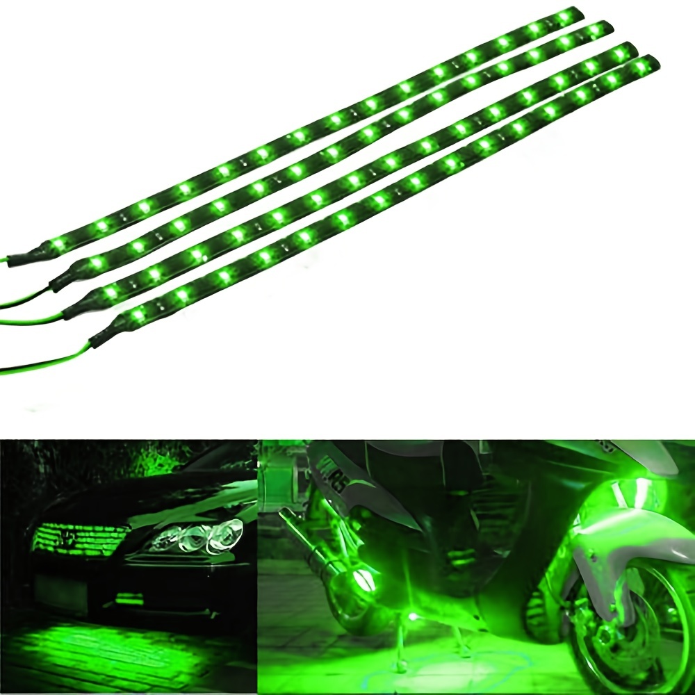 Green LED Strip Lights 12V Waterproof for Auto Car Truck Boat Motorcycle  Lighting Pack of 6