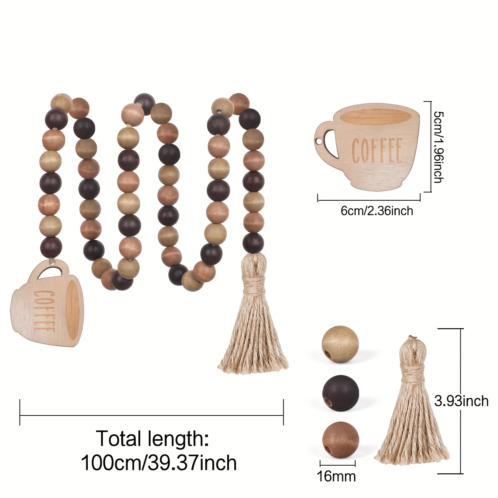 Coffee Bar Tiered Tray Decor Coffee Wood Bead Garland With Tassel Rustic  Farmhouse Tiered Tray Home Decor Boho Beads Garland Kitchen Wall Rustic Coffee  Bar Accessories Aesthetic Room Decor (coffee) - Temu