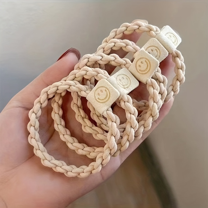 5pcs Smile Face High Elastic Head Rope Hair Band Hair Accessories