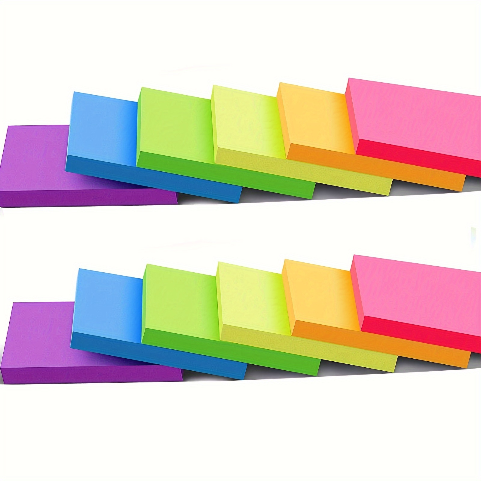 

12pcs 600sheets Fluorescent Paper Sticky Notes 3*3in Sticky Notes Office Message Label Stickers Can Be Pasted