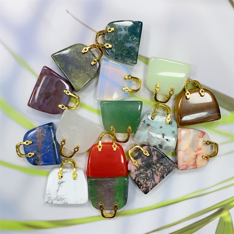 1pc Natural Crystal Small Bag, Crystal Purse, Mix Material, Handicraft Handbag, Tote Bag, Healing Stones, Pendant, Christmas Styling & Gift