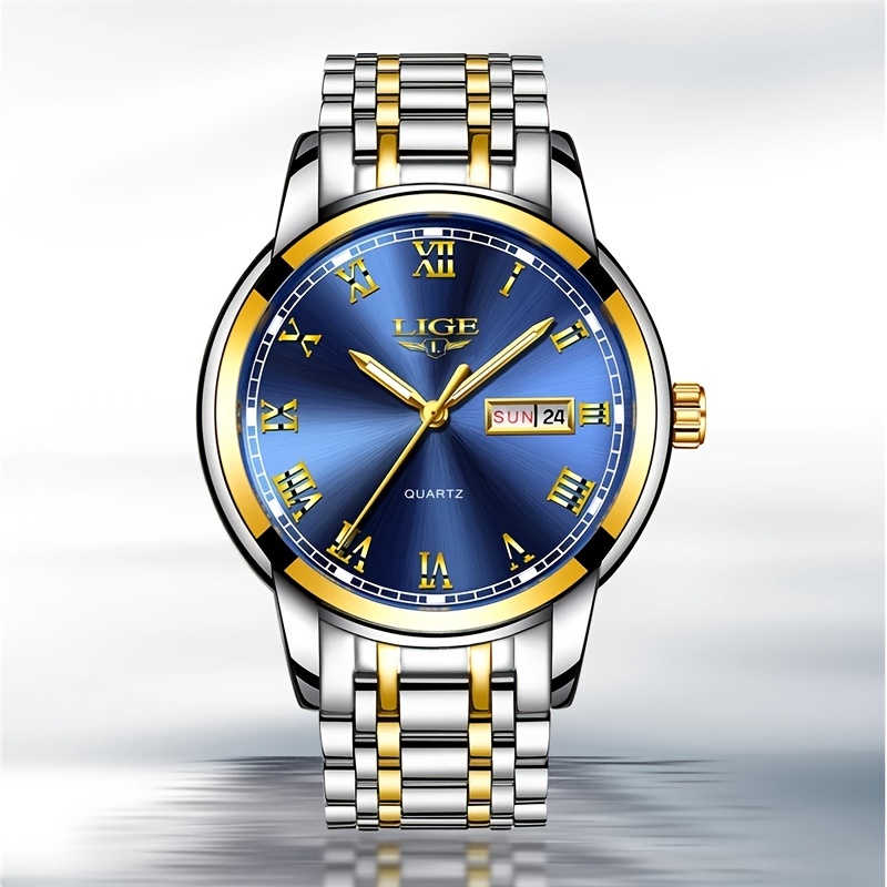 lige stainless steel watch luxury men watches date watch for men business wristwatch man waterproof quartz watches classic clock