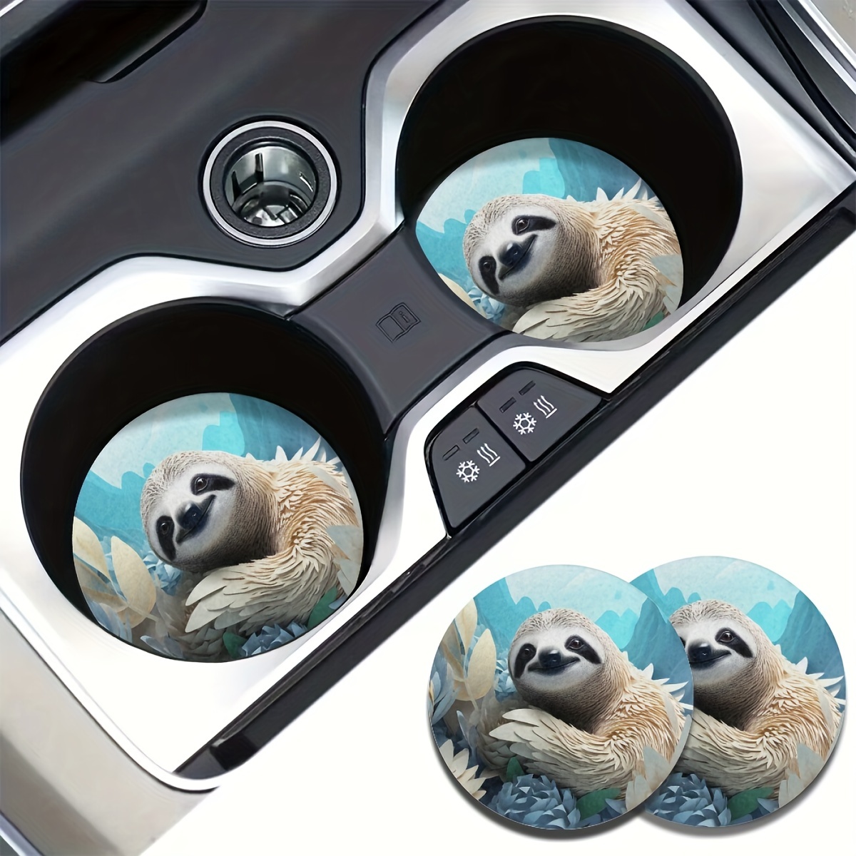 Water Absorbable Cute White Sloth Car Cup Holder Coaster - Temu