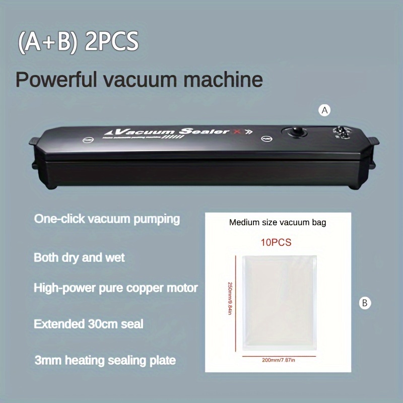 Version Vacuum Food Sealer Upgraded Automatic Household Food Vacuum Sealer  Packaging Machine with 10Pcs Bags