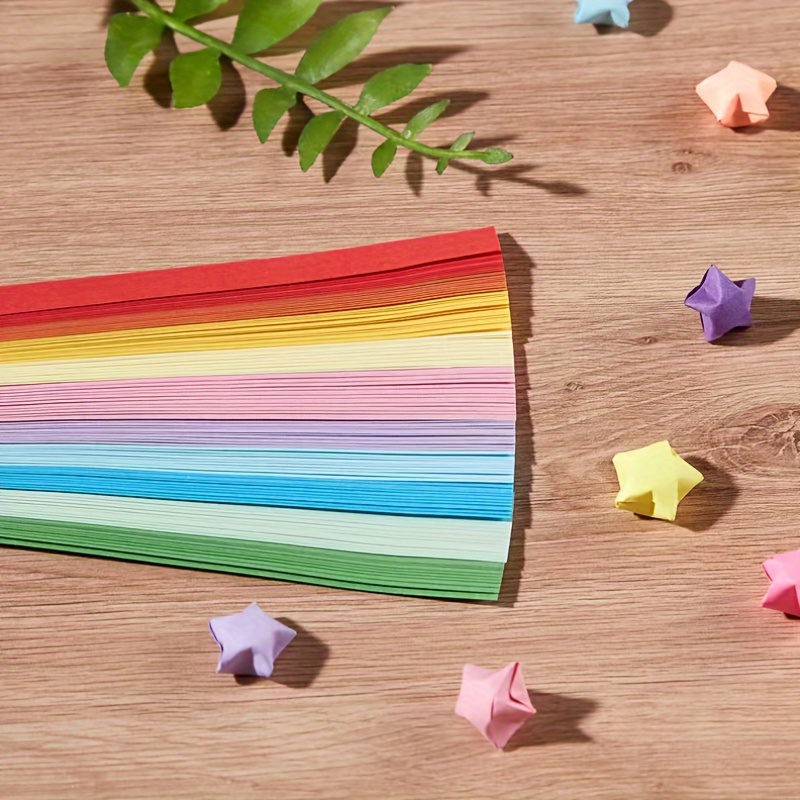 900 Sheets Star Origami Paper Color Flash Star Paper Strip Double Sided  Origami Stars Paper Solid Color Lucky Star Decoration Paper Strips DIY Hand
