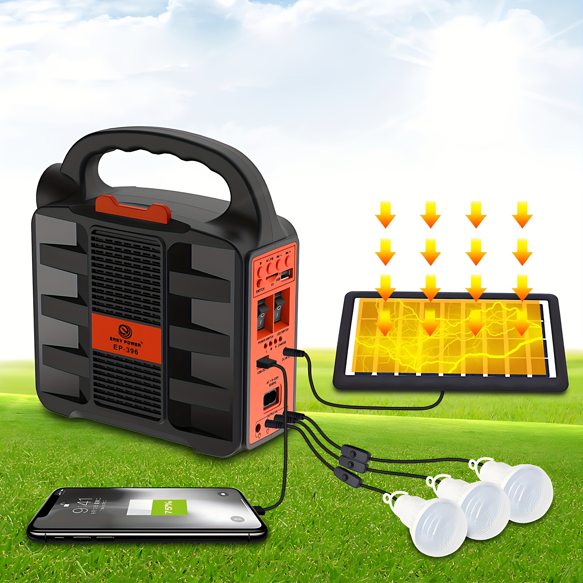 Oumefar 500 W Outdoor-Generatoren, Tragbarer Wechselrichter-Generator für  Outdoor-Camping-Stromversorgung (schwarz und orange) (EU-Stecker) :  : Garten