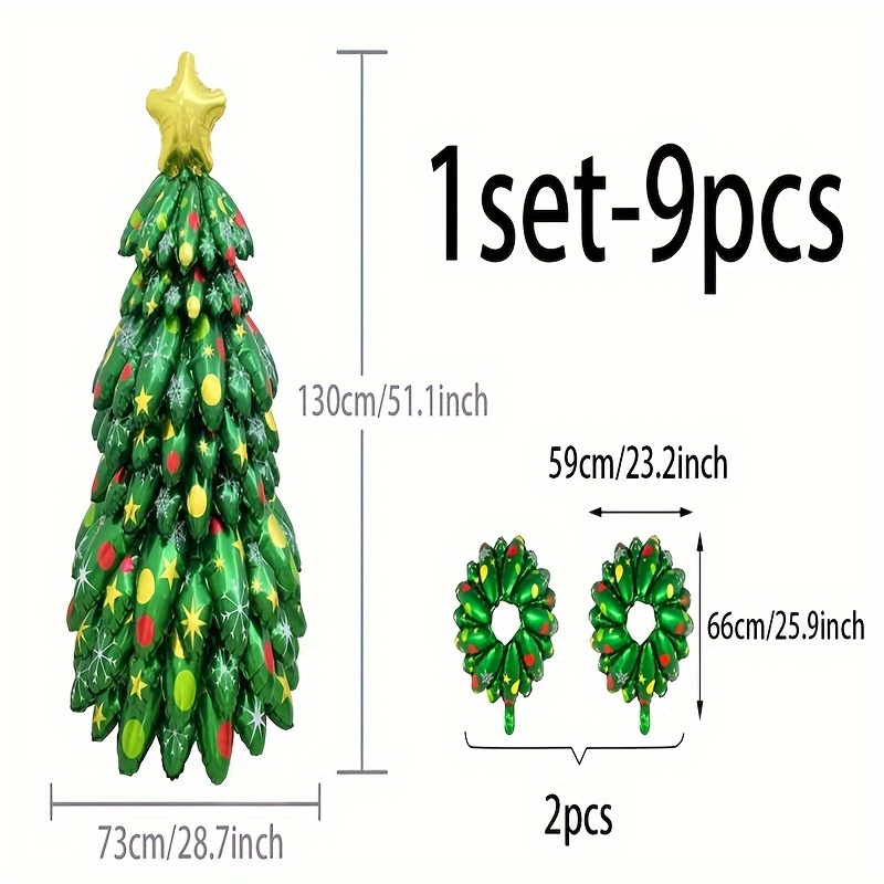 1set-9pcs Christmas Tree Stackable Aluminum Foil Balloons