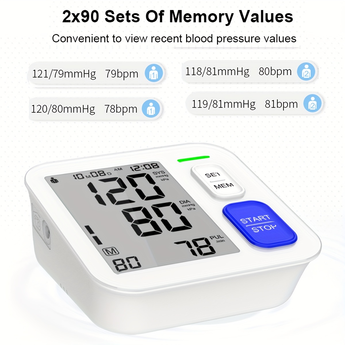 Alcedo Blood Pressure Monitor Upper Arm, Automatic Digital BP Machine with  Wide