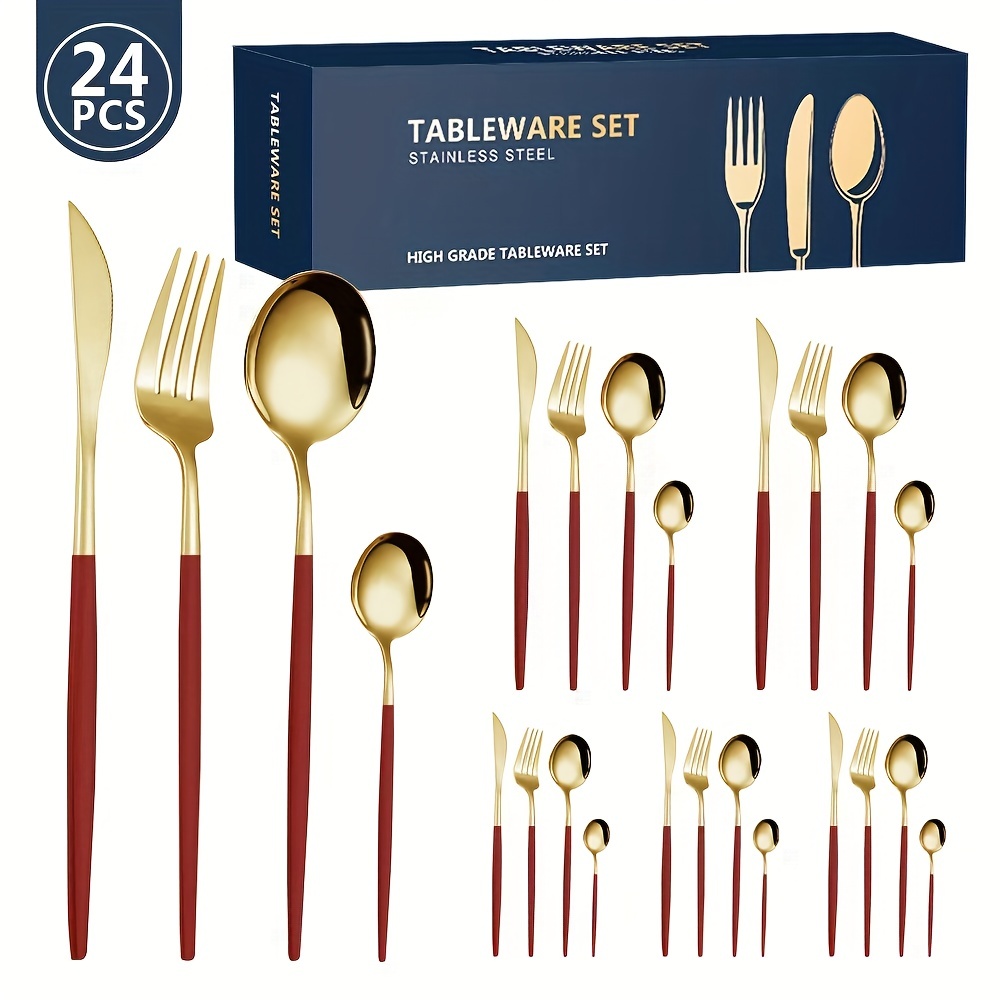 Cutlery Set special Western Steak Flatware With 24 Knives - Temu