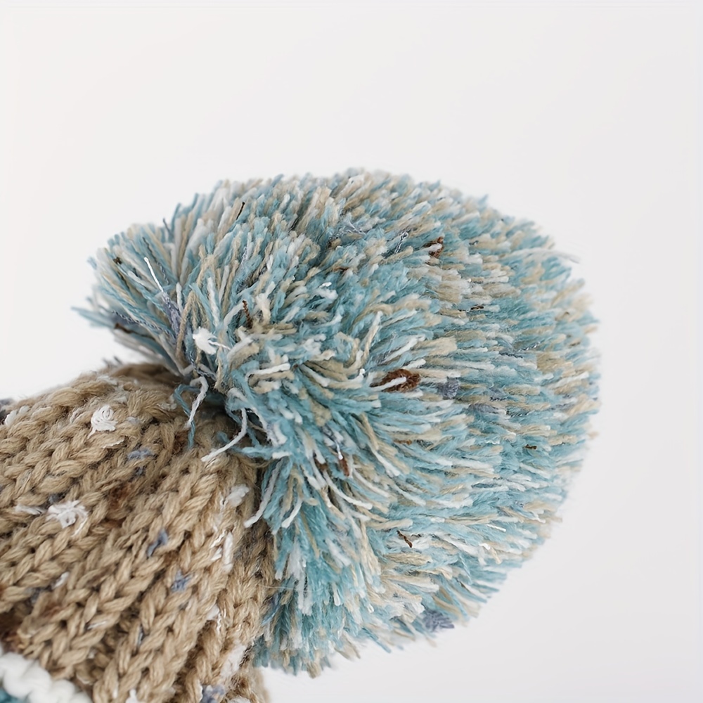 Striped Plaid Knitted Hat Plus Velvet Thickened Warm Wool Hat
