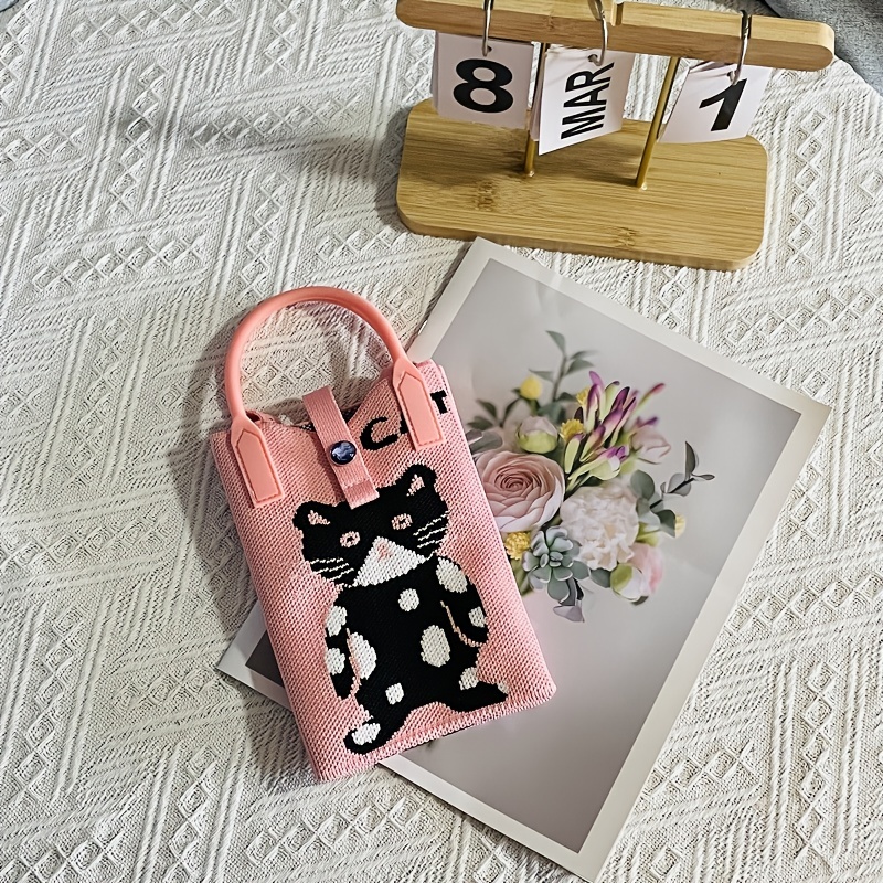 Cute Cartoon Flower Knitted Bag, Aesthetic Y2k Shoulder Bag
