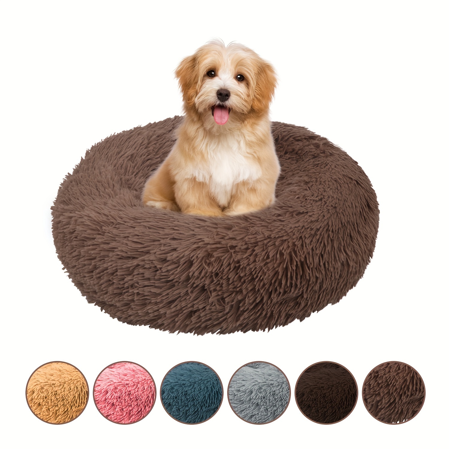 

Calming Dog & Cat Bed, Donut Cuddler Warming Cozy Soft Round Bed, Fluffy Faux Fur Plush Cushion Bed For Small Medium And Large Dogs And Cats (16"/20"/24"/28"/31"/39")