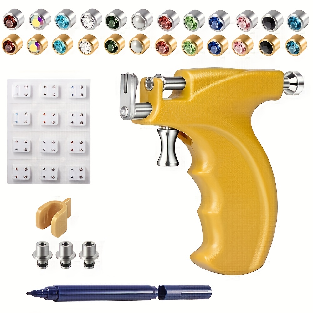 Kit di strumenti per pistola per Piercing orecchini a bottone in acciaio  orecchini in oro naso