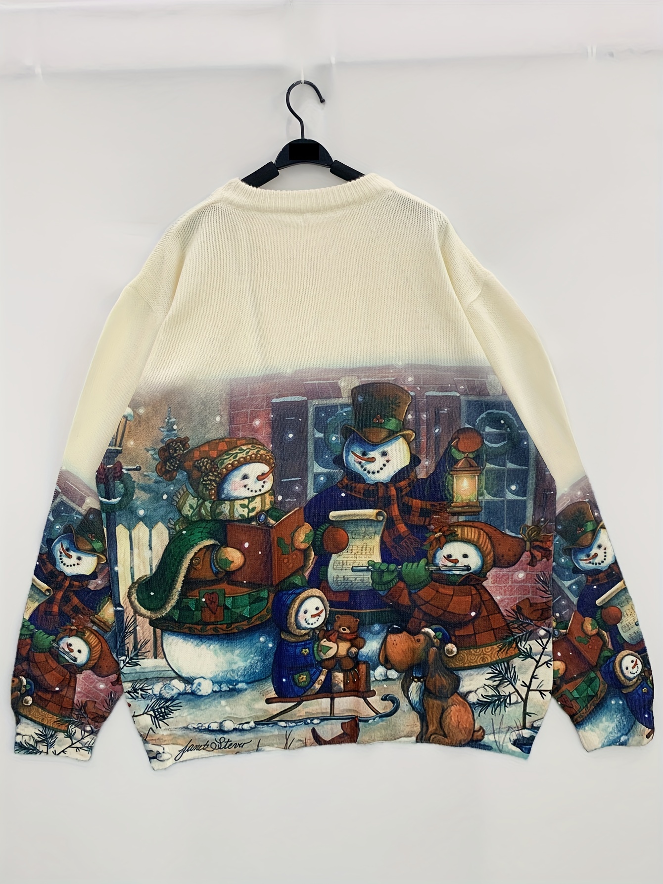 With Christmas Temu Men\'s Oversized Sweater Print Santa Claus -
