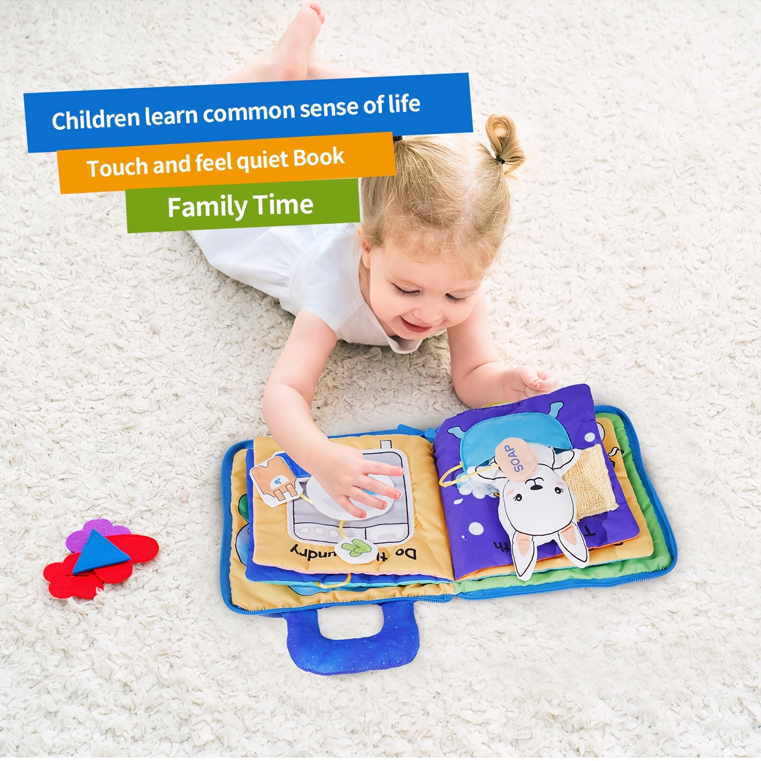  beiens - Libros de tela para bebés, libros táctiles sensoriales  para bebés y niños pequeños, juguetes de desarrollo interactivo temprano  para cochecitos de niños y niñas : Juguetes y Juegos