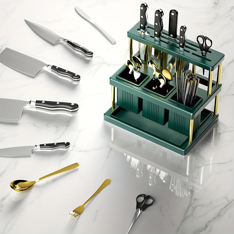 

1pc, Knife And Fork Storage Rack, Knife Holder, Chopsticks Cage, Multi-functional Kitchen Countertop Storage Rack For Chopsticks, Knives, Spoons, Etc, Kitchen Stuff
