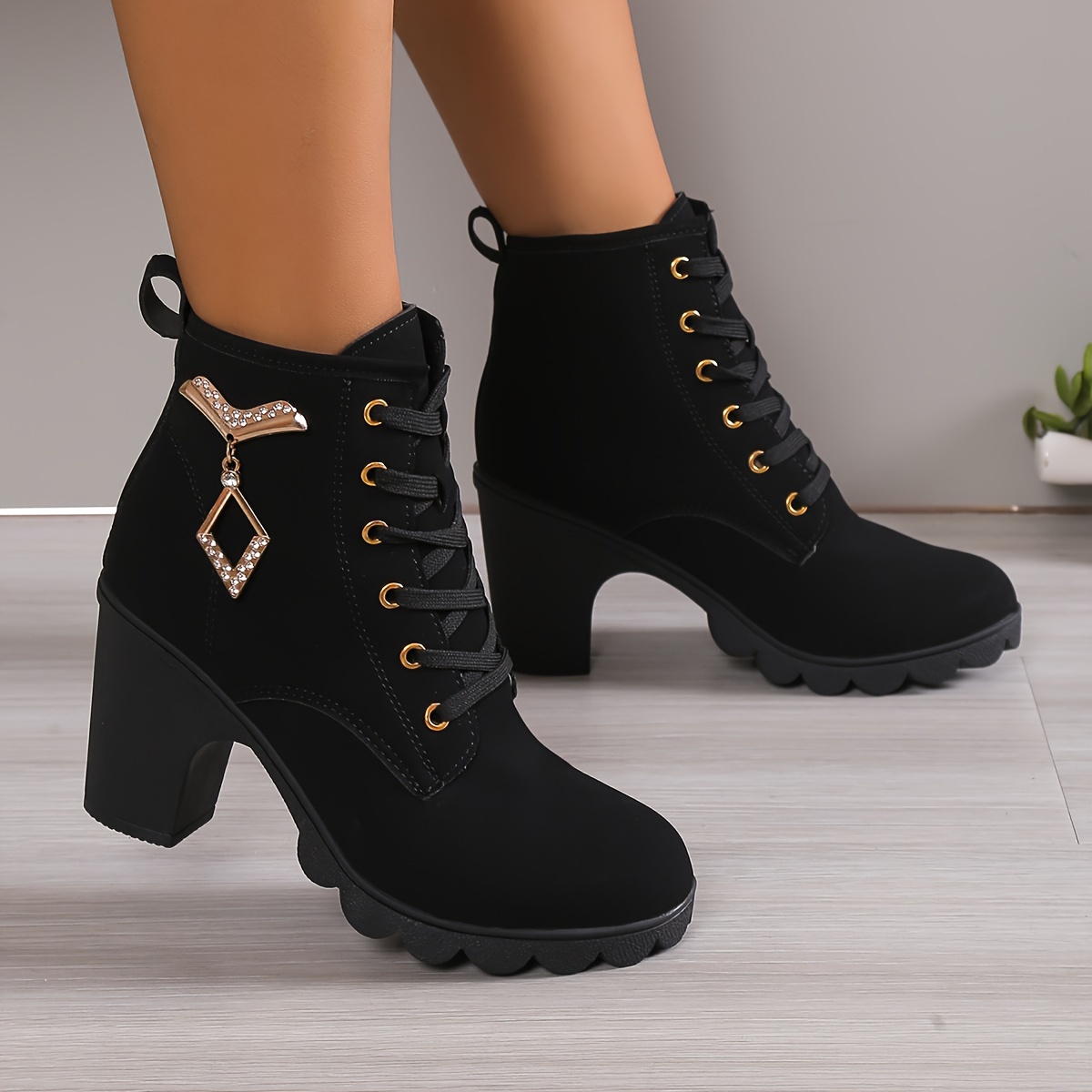 Mujeres Botas Tac n Adornos Diamantes Imitaci n Botas Vestir