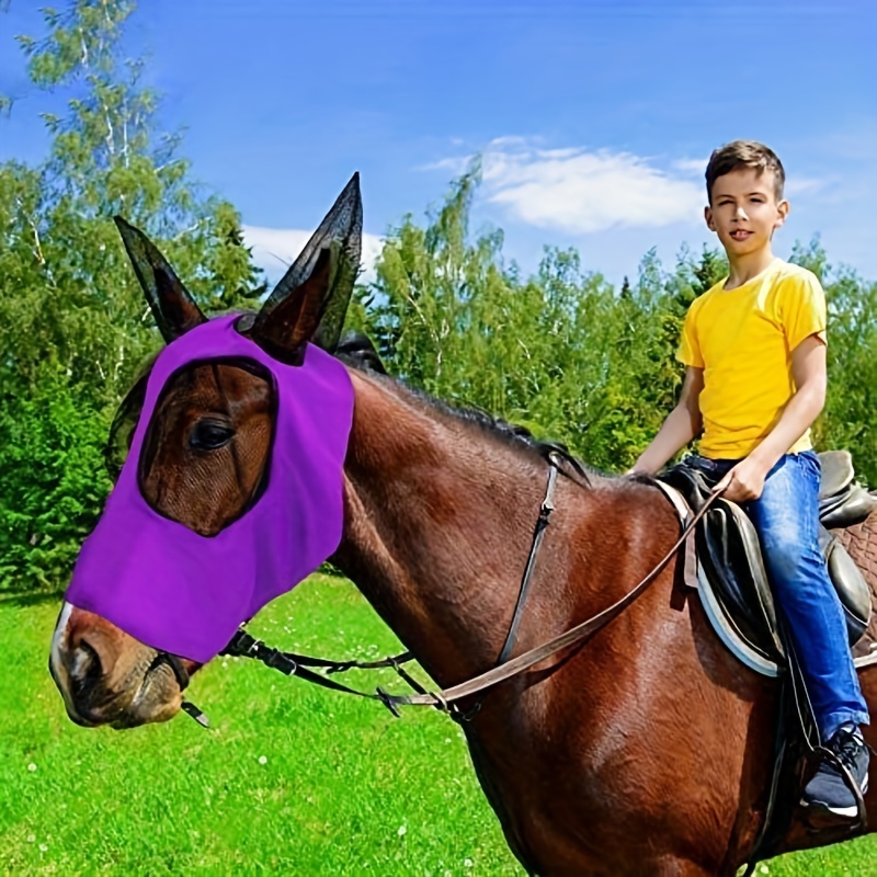 Soft Mesh Horse Fly Mask With Ears, Breathable Horse Face Mask Protect Eyes  And Face Defender Mask Summer A