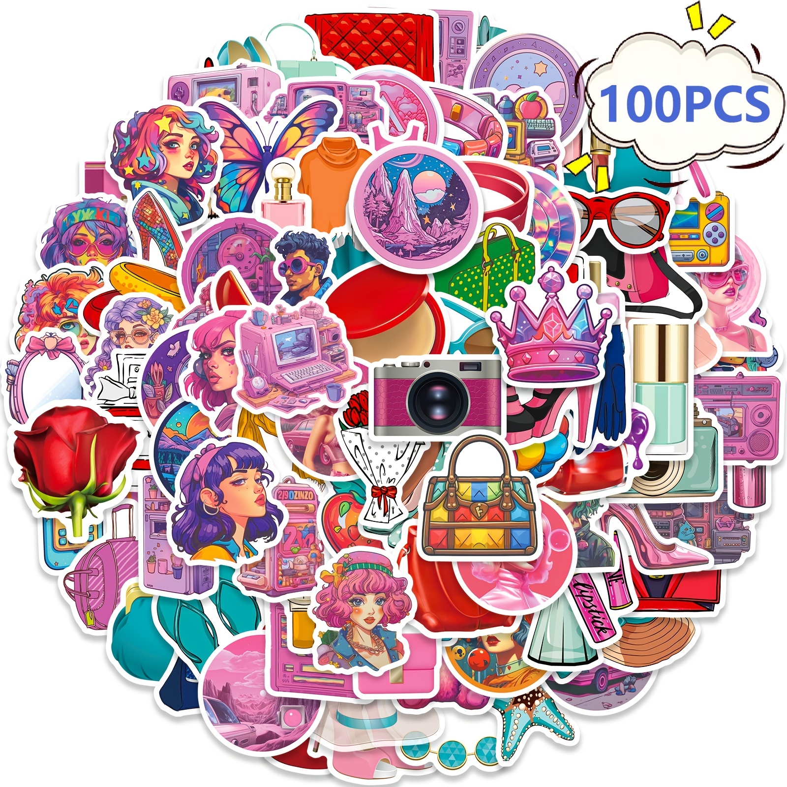  52PCS Y2k Aesthetic Stickers, Cyber 2000s Fashion Sticker,Water  Bottles Laptop Car Decal ，Perfect Gifts for Girls and Teenagers Cute Vsco  Stickers : Electronics