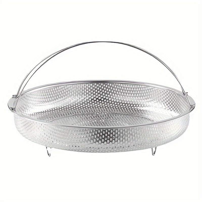 Stainless Steel Steamer Basket Metal Steamer Insert Steaming Rack Vegetables Fruit Colander Strainer with Handle, Silver