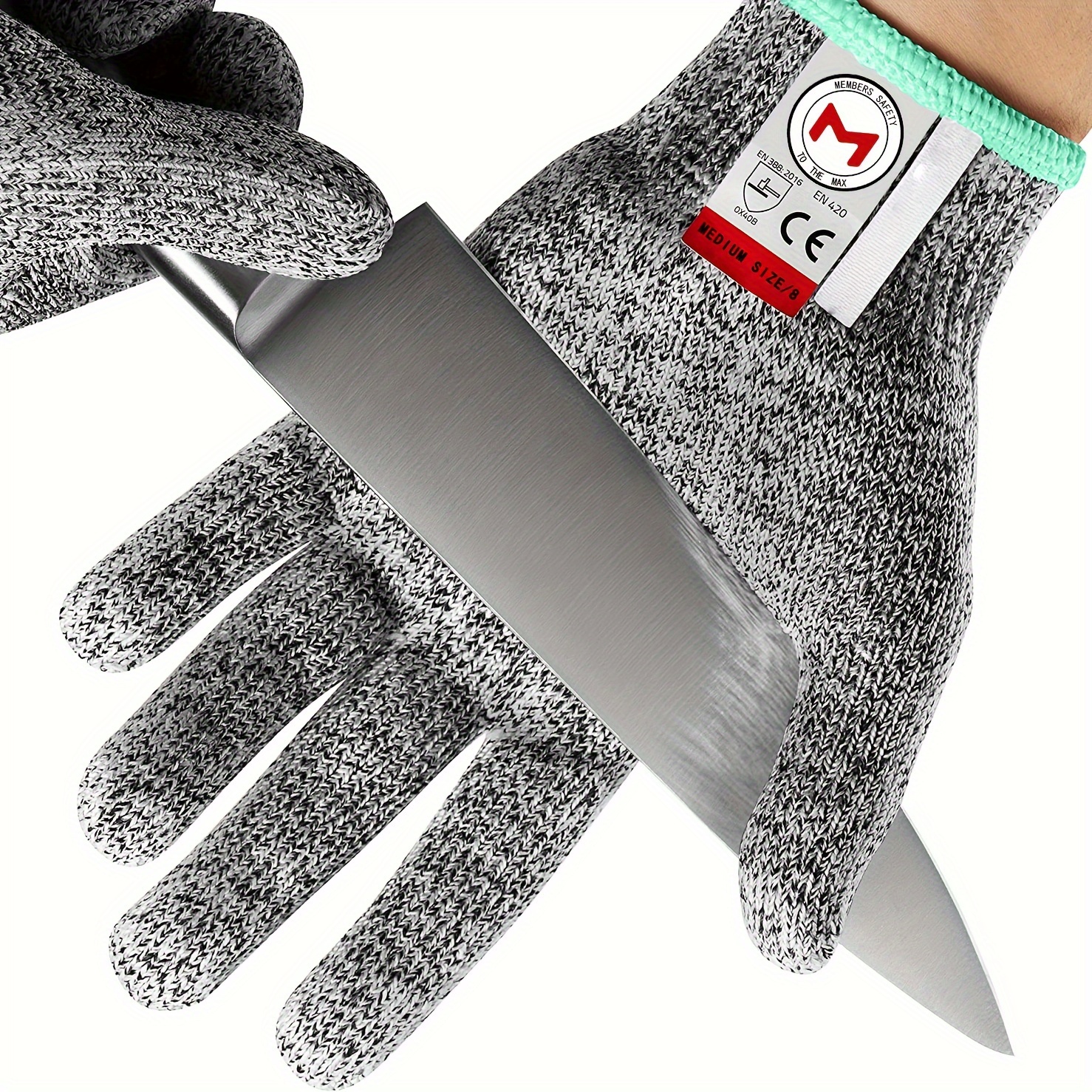 NoCry Cut Resistant Gloves, Food Grade, Grey, Medium, Unisex 