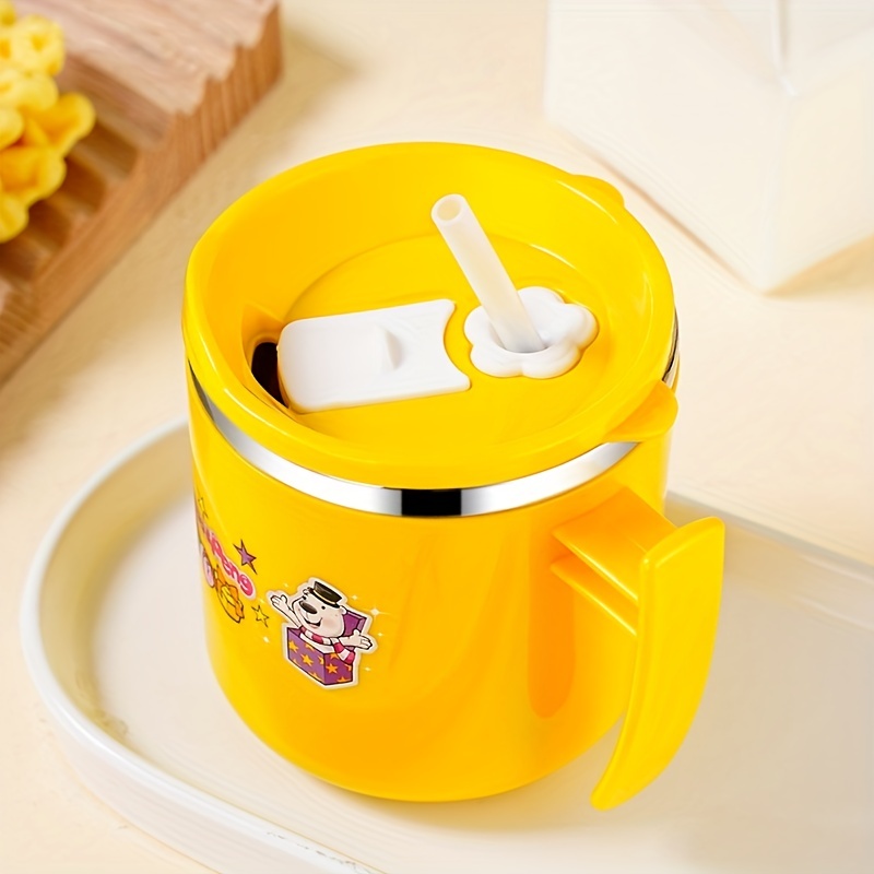304 Stainless Steel Straw Cup: Kids' Milk Cup with Anti-Fall Protection &  Measurement Scale