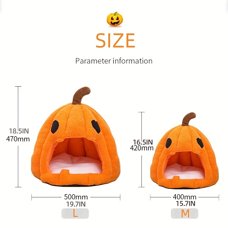 Cozy Pumpkin Pet Bed Soft Plush Nest Removable Cushion Warm - Temu