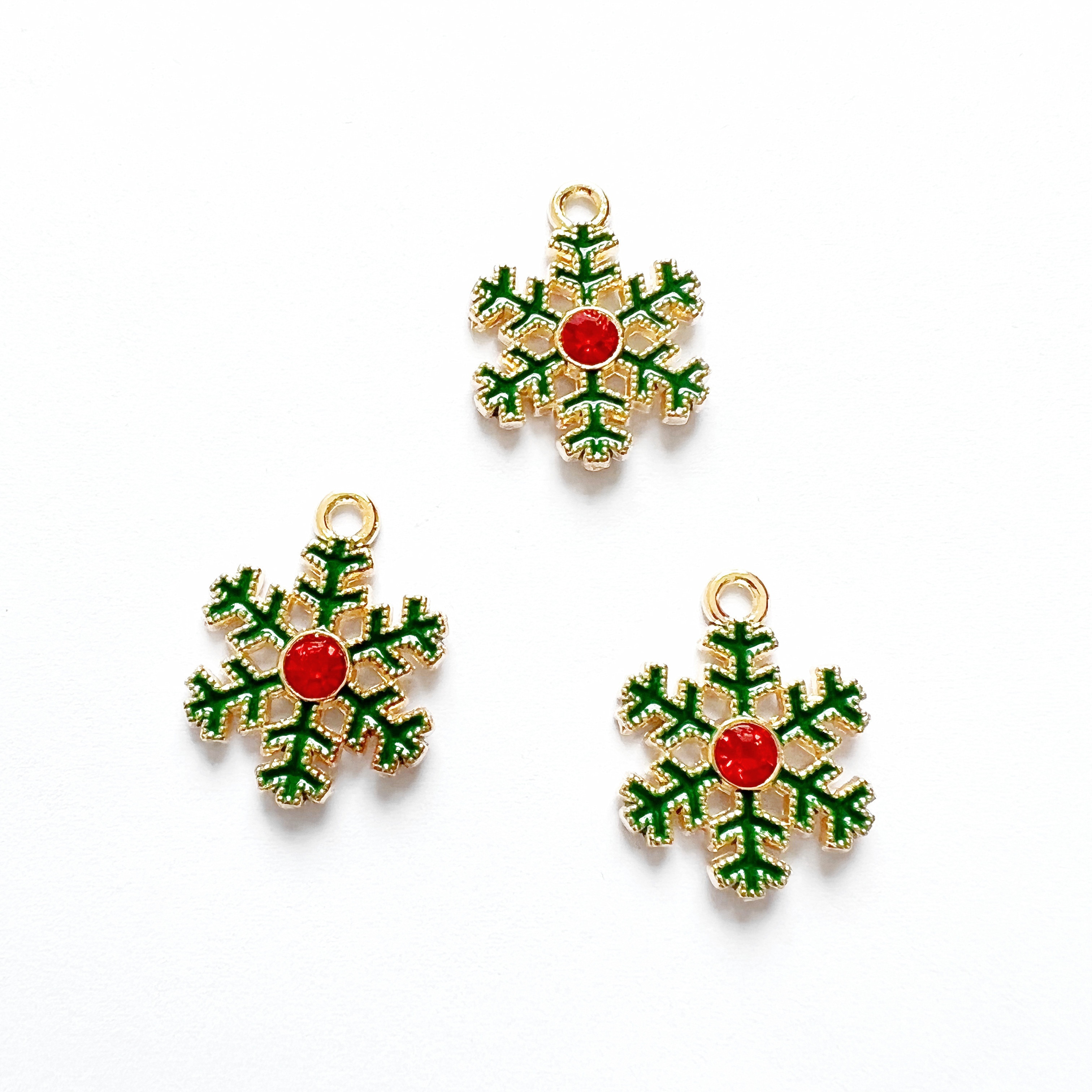 Christmas Series Snowflake Pendants Diy Alloy Enamel - Temu