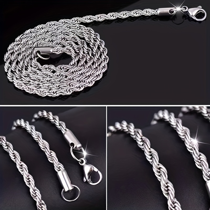 1pc Fashionable & Minimalist Wheat Chain Necklace, Men's Stainless