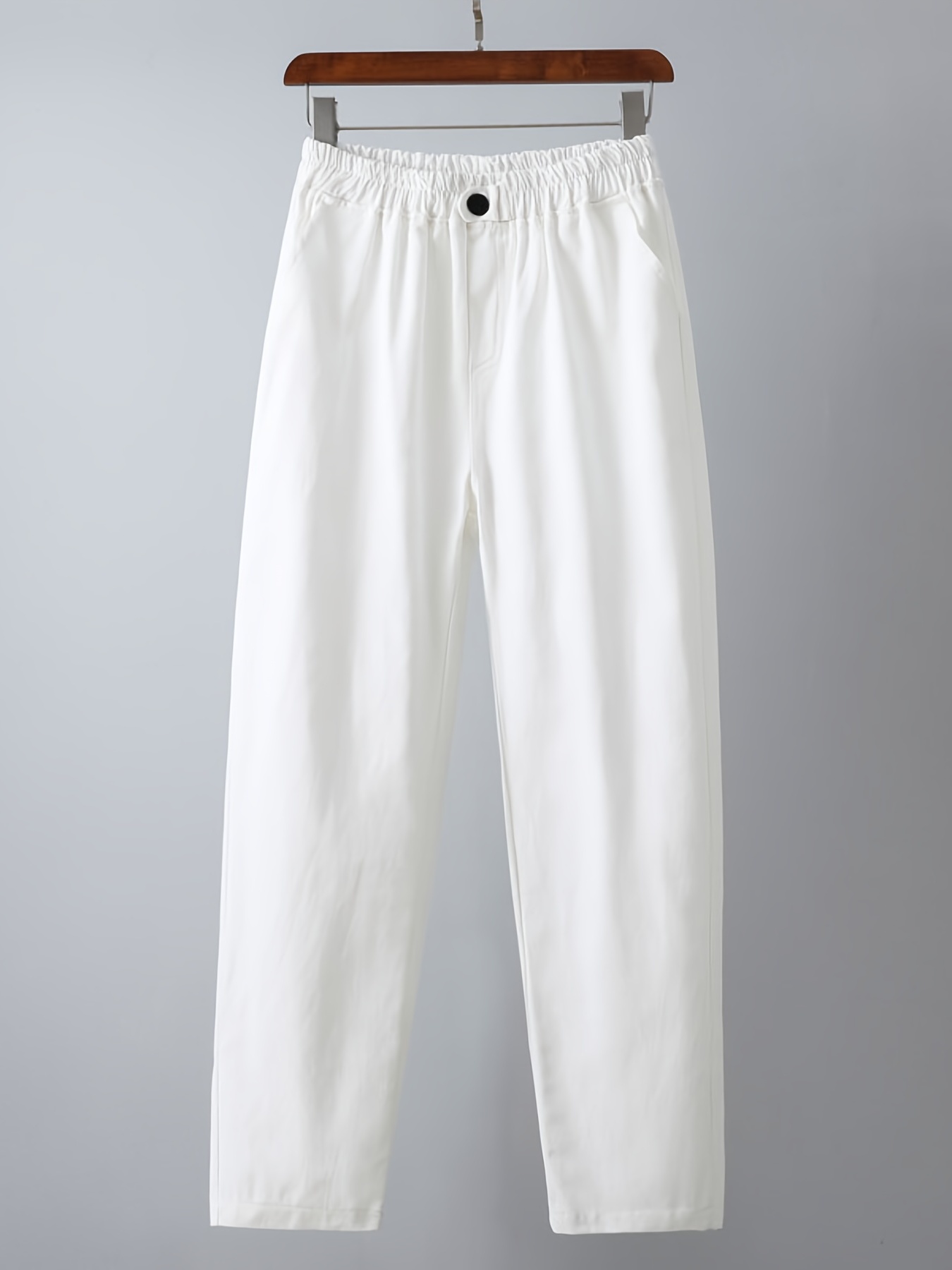 Women Casual Wide Leg Pants White Lace Panel Trousers - Temu