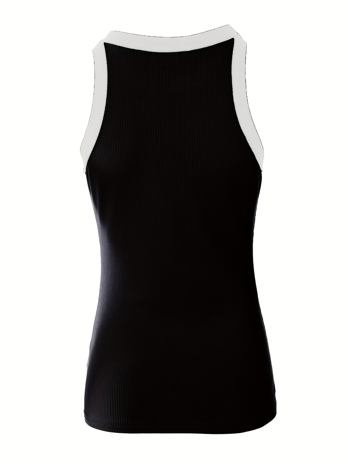 Women's Contrast Trim Crew Neck Tank Top