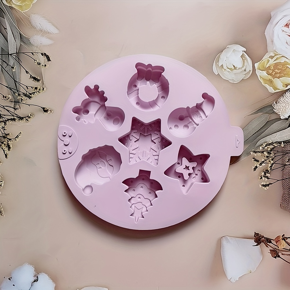 7 Cavity Round Christmas Cake Silicone Mold 3d Mousse - Temu