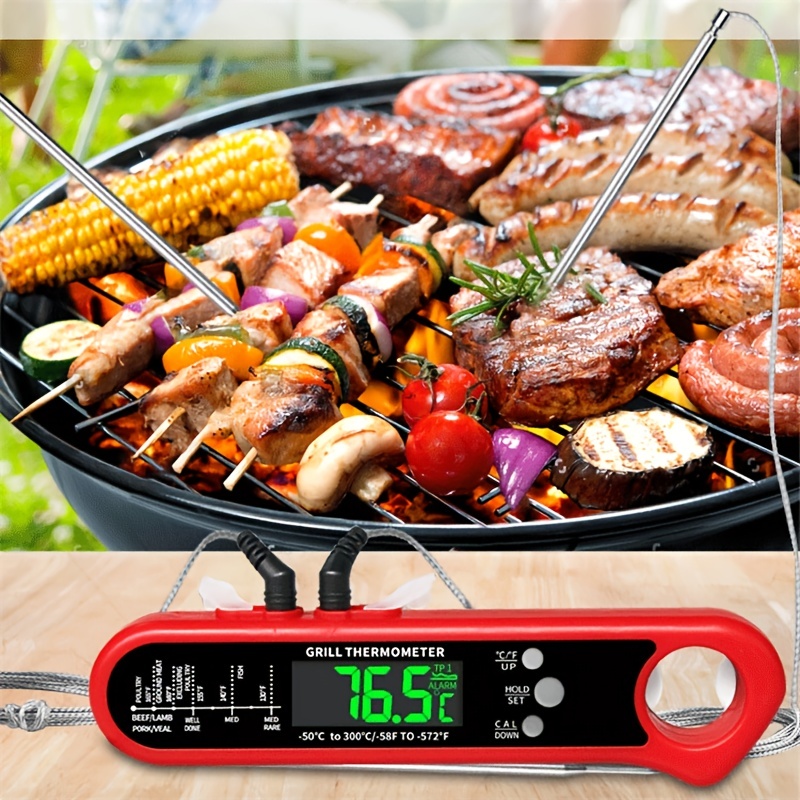 Digital Meat Thermometer, Food Thermometer, Thermometer With Folding Probe  Timer Alarm, Kitchen Thermometer For Barbecue Rotisserie Oven Baking,  Kitchen Accessaries - Temu