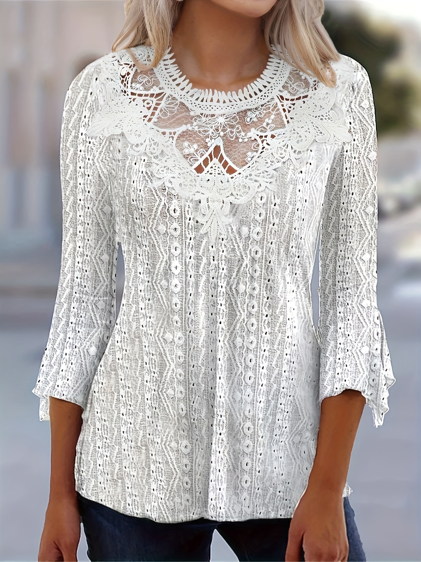 Lace top - White - Ladies