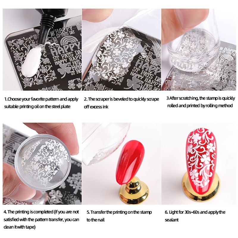 Buy Royalkart CF05 Nail Art Stamping Kit Jumbo Image Plate With  Double-Sided Soft Nail Silicone Stamper & Scrapper Online at Best Prices in  India - JioMart.