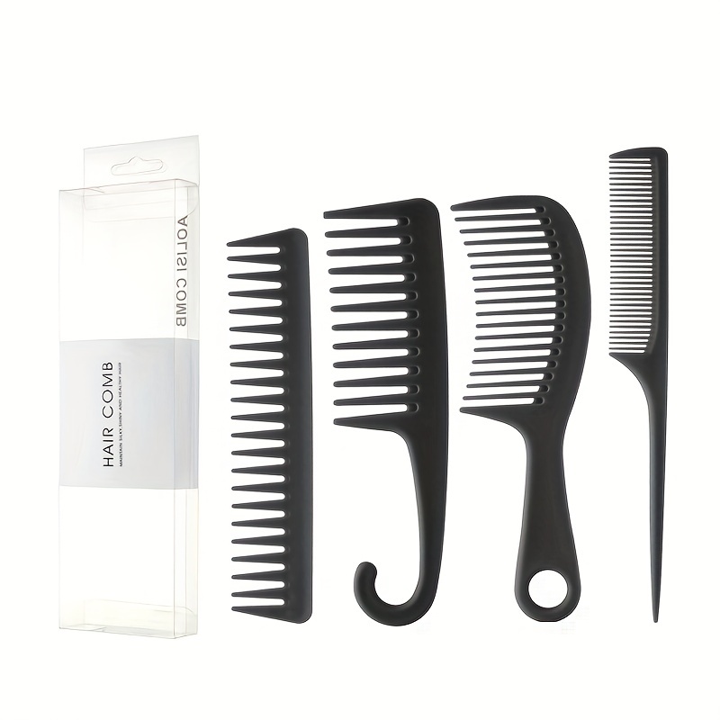 4pcs Hair Comb Set Wide/Fine Tooth Rat Tail Comb Shower Comb With Hook